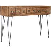 American Vintage 2 Apothecary Drawer Console Table in Wood & Iron